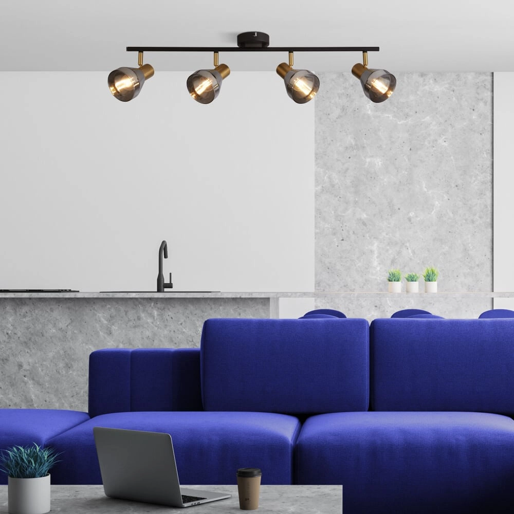 Plafondlamp Westminster met smoke glas 4-lichts Searchlight 5053423227917