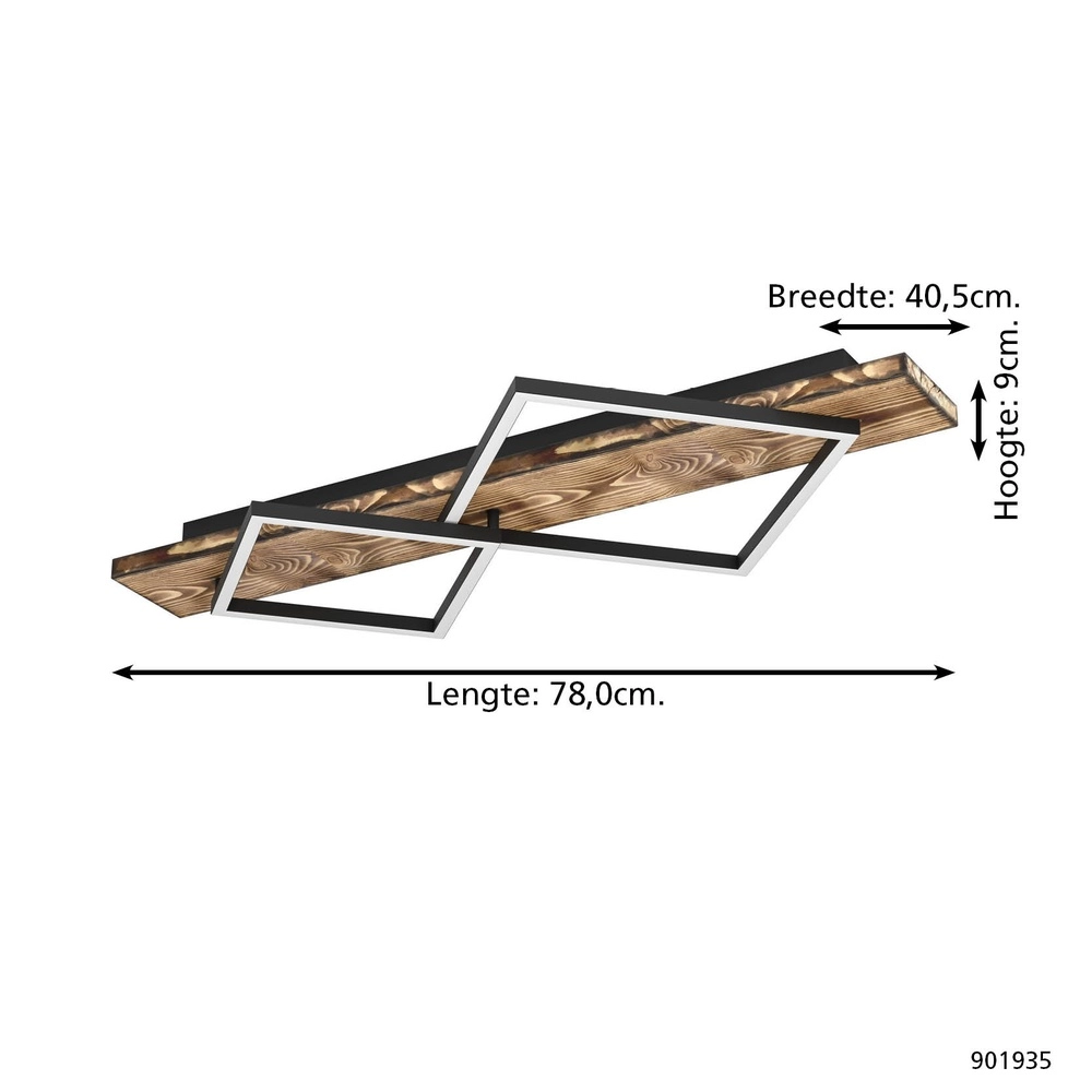 Design plafondlamp Boyal zwart met donker hout Eglo 9008606351954