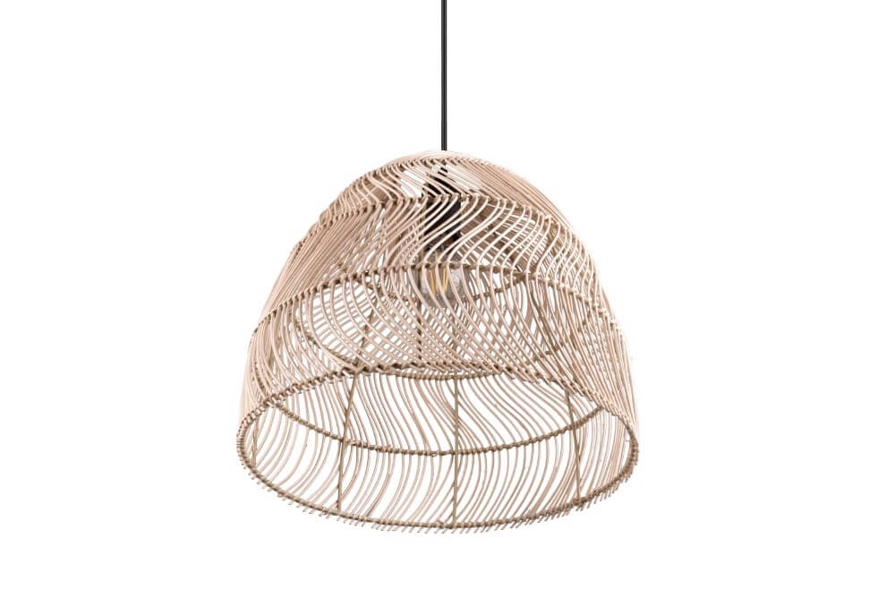 Hanglamp Rike zwart met rotan vlechtwerk Trio 4017807539295
