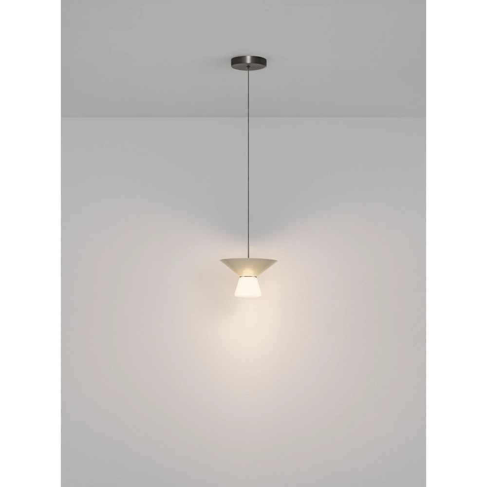 Design hanglamp Baris wit met grijs Ø 22cm Lyora 5212017495273
