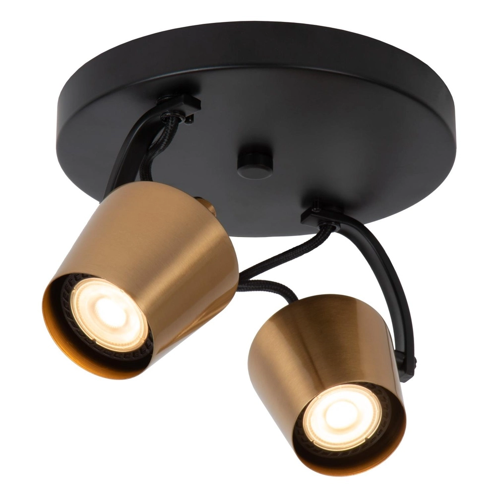 2-lichts plafondlamp Emile zwart met goud Lucide 5411212510082