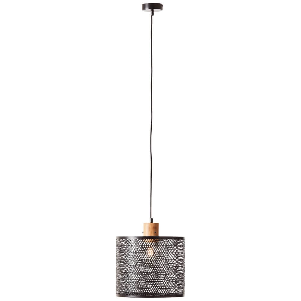 Hanglamp Santy 29cm zwart met hout Brilliant 4004353391002