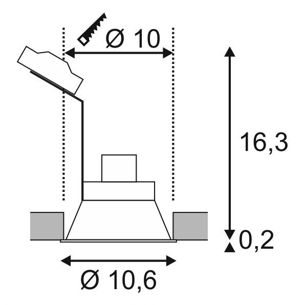 Inbouwspot Horn 10,6cm wit SLV 4024163150170