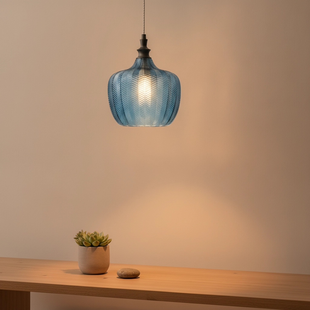 Hanglamp Loni blauw glas