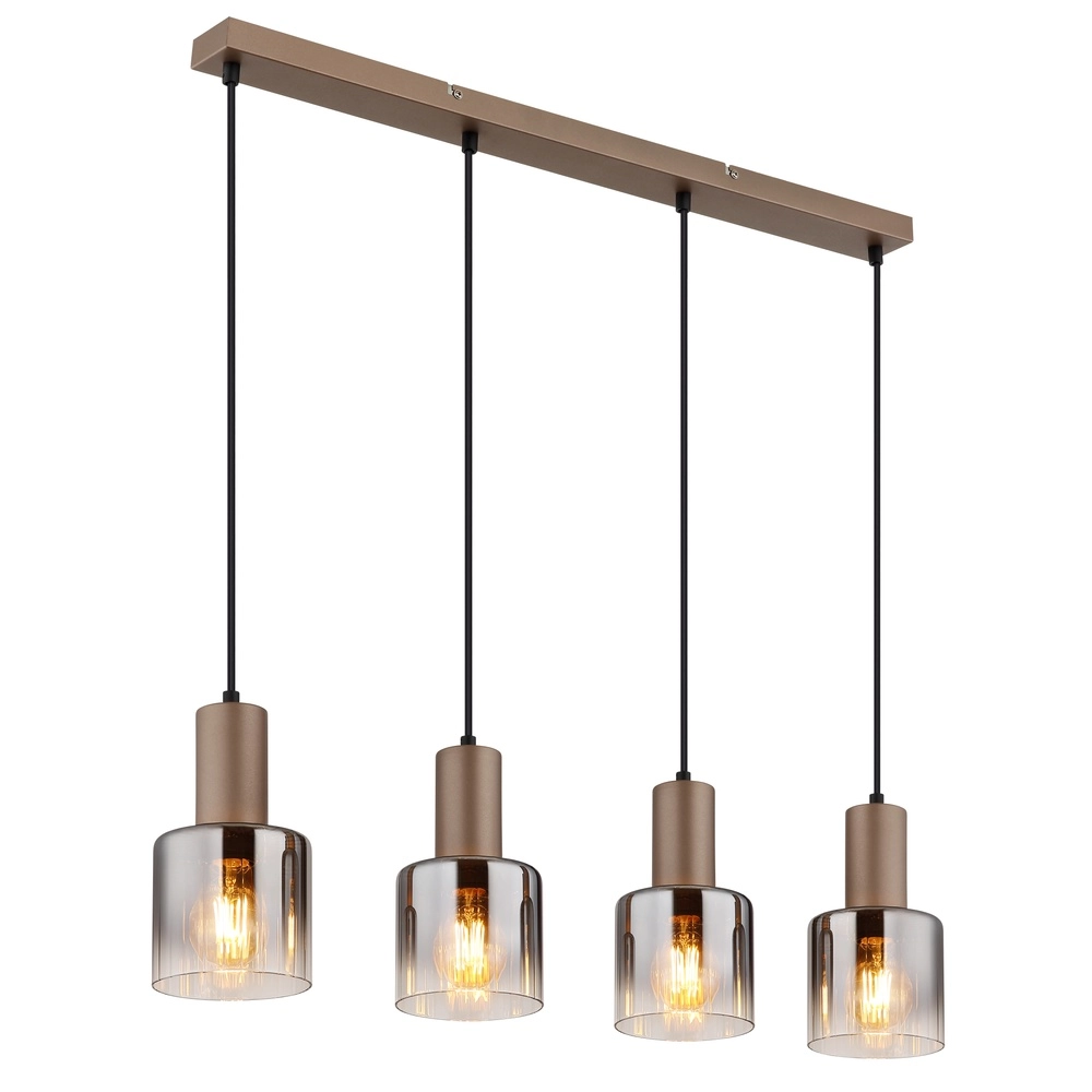 Hanglamp Walton 4-lichts koffie bruin