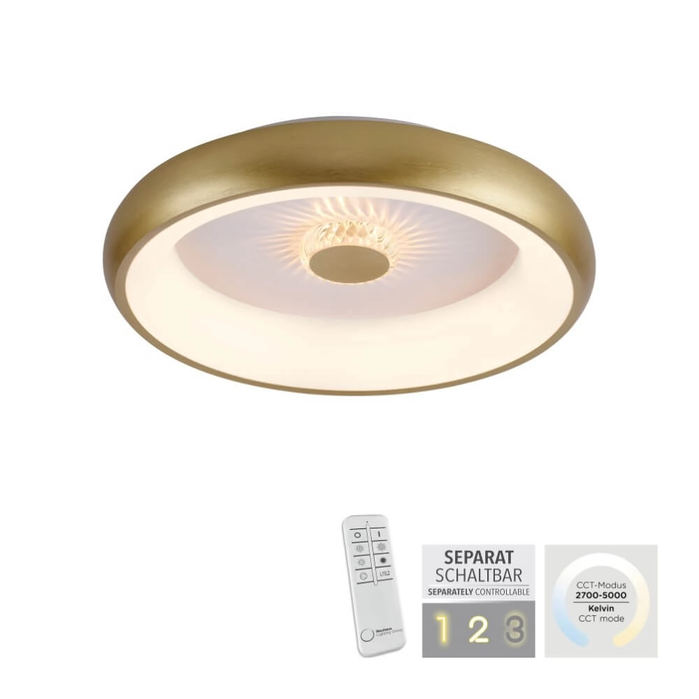 Ronde plafondlamp Vertigo messing Ø 46,5cm Just Light 4043689994716