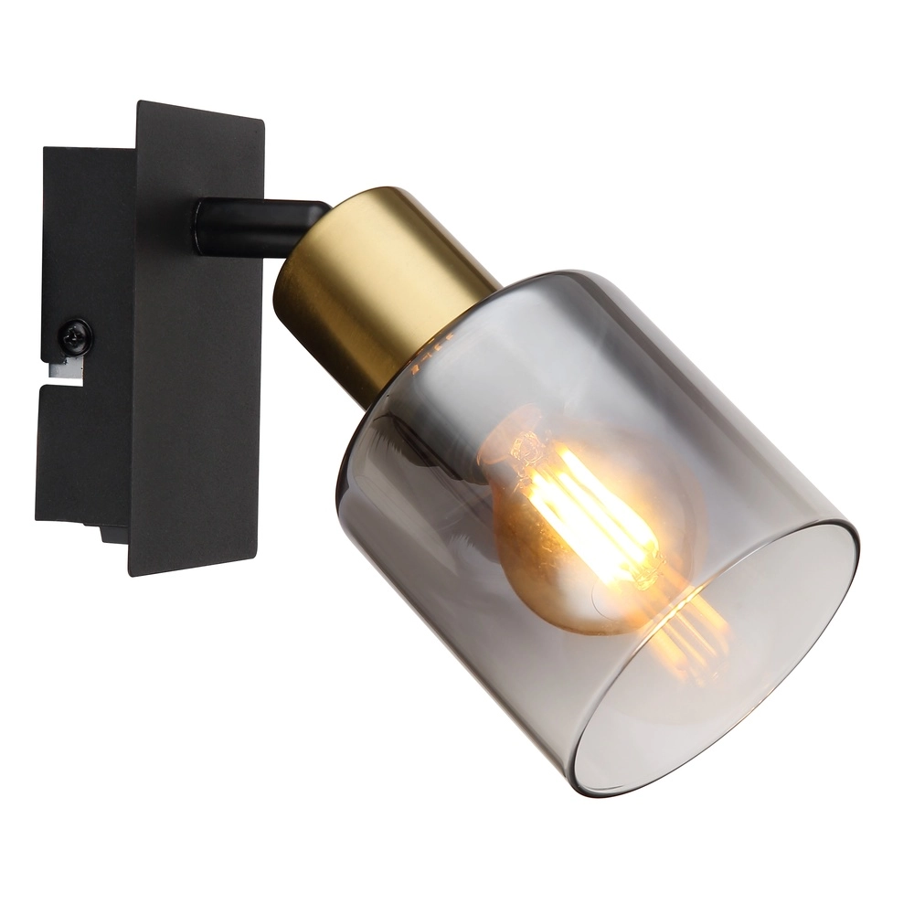Wandlamp Hollsy zwart met smoke glas