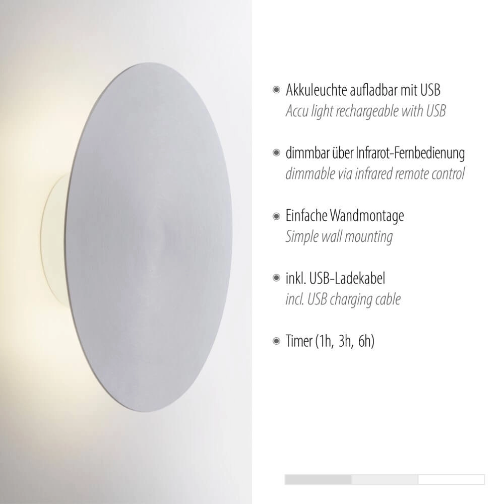 Design wandlamp Akku Puntua Ø 25cm aluminium Paul Neuhaus 4012248372531
