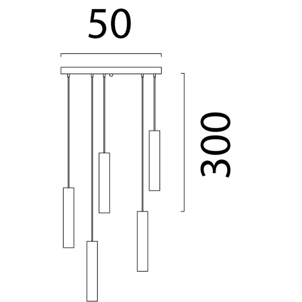 Hanglamp Run Ø50 ronde plaat - 5x GU10 - dappled oil Masterlight 8718121216454