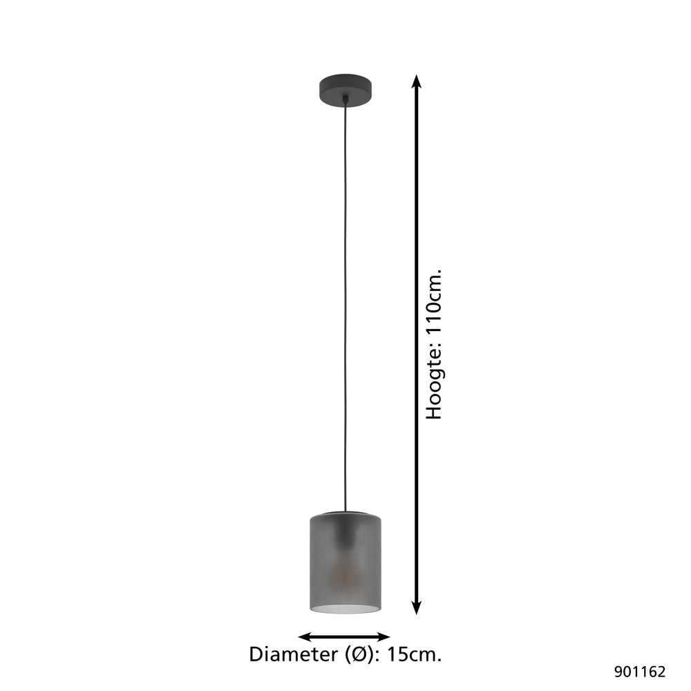 Hanglamp Colomera Ø 15cm - smoke frosted glas Eglo 9008606307142