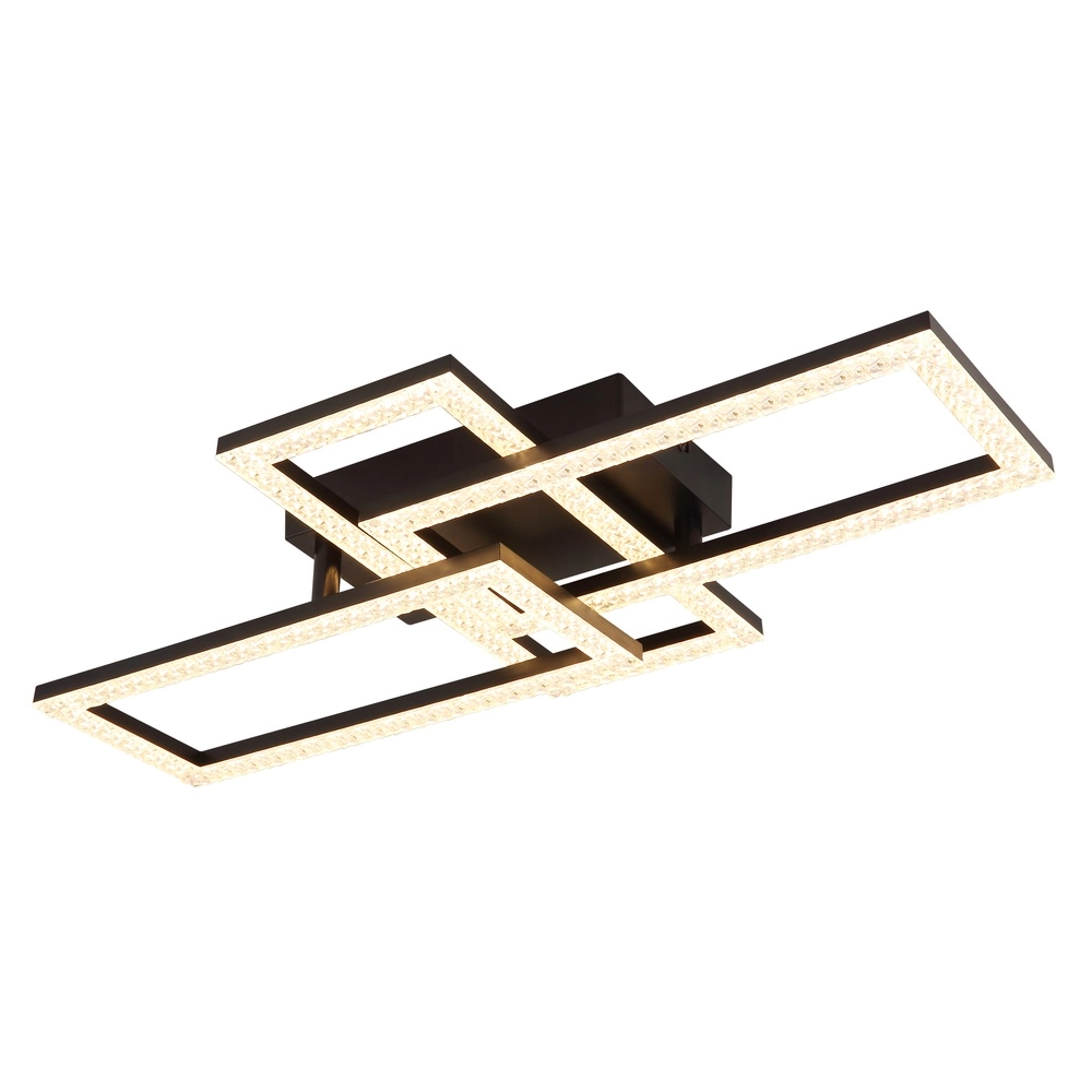 Zwarte design plafondlamp Sapena met kristal