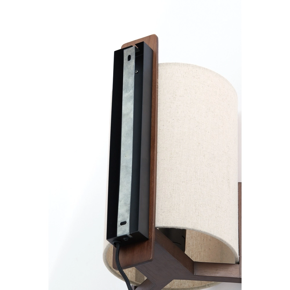 Danish design wandlamp Litto walnoot bruin met linnen Light & Living 8717807792732