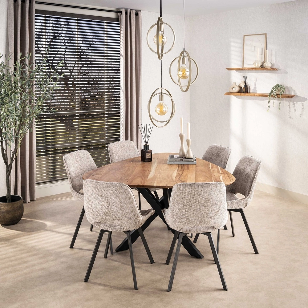 3-lichts hanglamp eettafel Turn Ø 40cm - zand - excl E27 Lyora 8716803513136