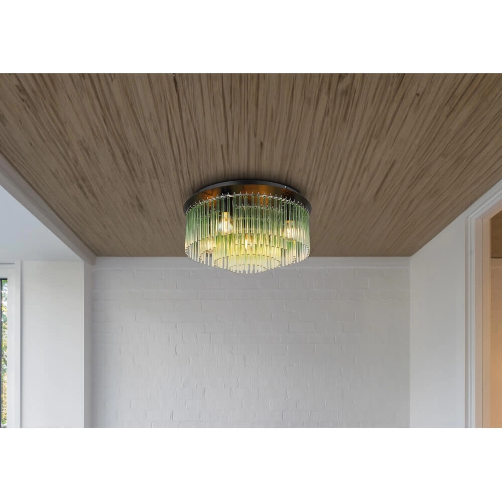 Zwarte plafondlamp Gorley met groen glas Ø 50cm Globo 9007371471980