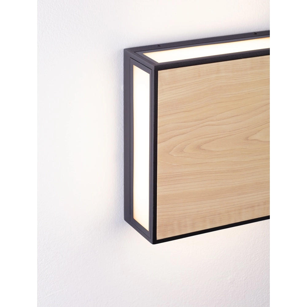 Vierkante wandlamp Astral antraciet met hout Lyora 5212017449924