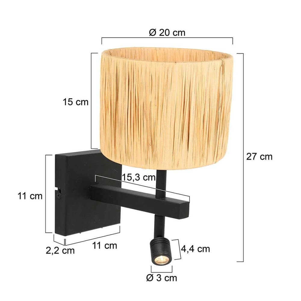 Wandlamp Stang zwart met strokleurige kap Steinhauer 8712746172010