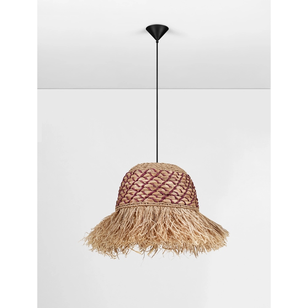 Stro lamp Sorello rood met bruin Lyora 5212017477408