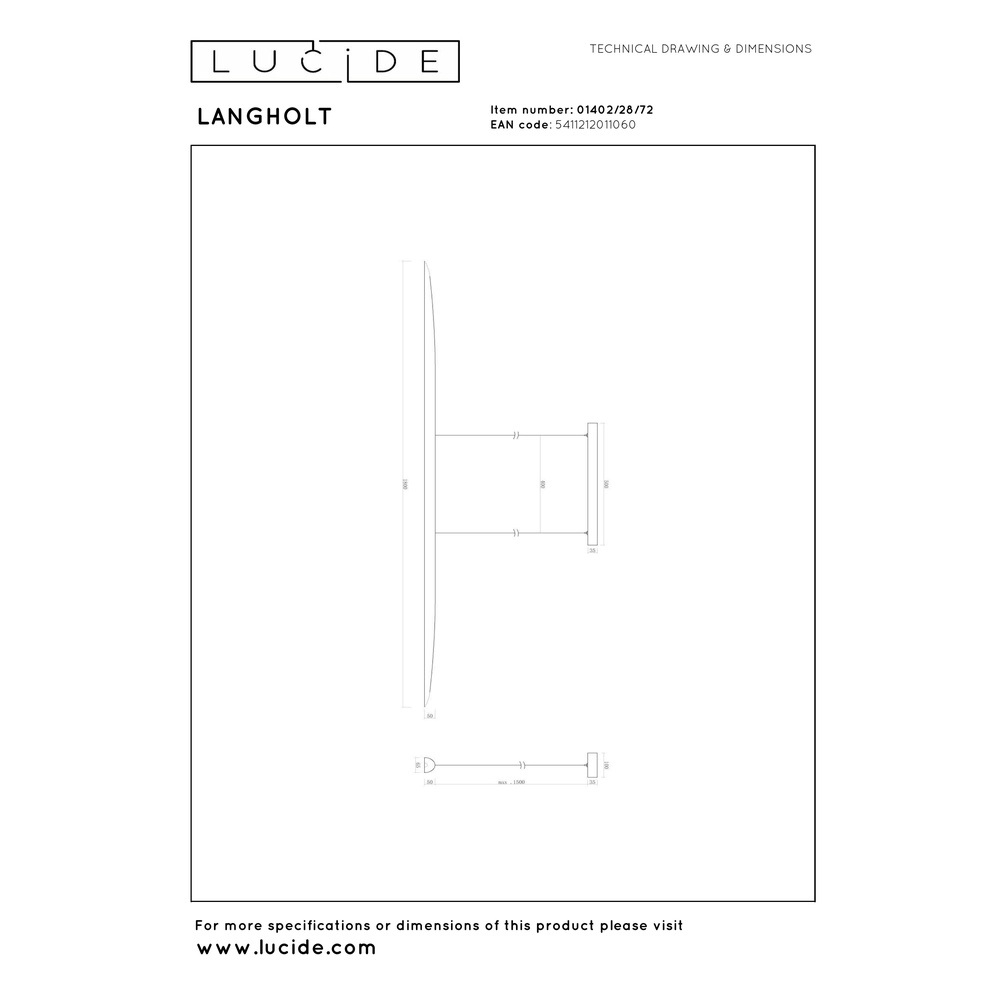 Houten hanglamp Langholt 180cm Lucide Vibes 5411212011060