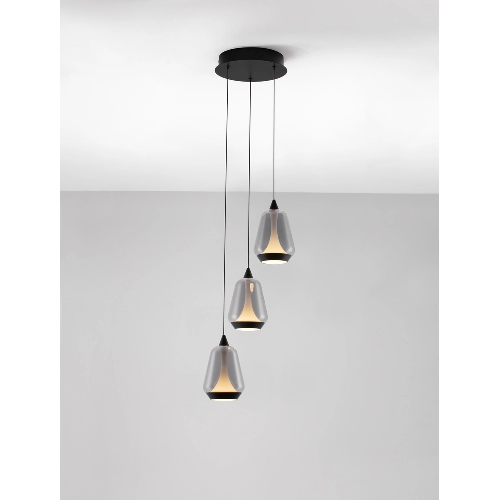 Design hanglamp Alish 3-lichts smoke glas Lyora 5212017477705