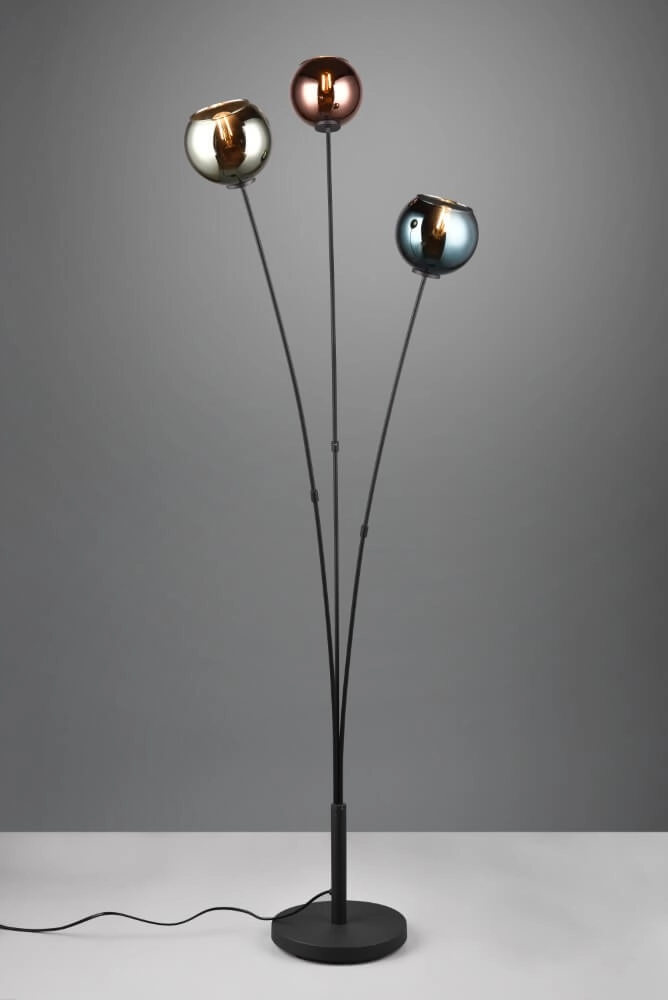 Design staande lamp Sheldon zwart met smoke glas Trio 4017807585261