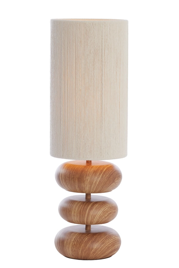 Tafellamp Danialo hout met crème 60cm