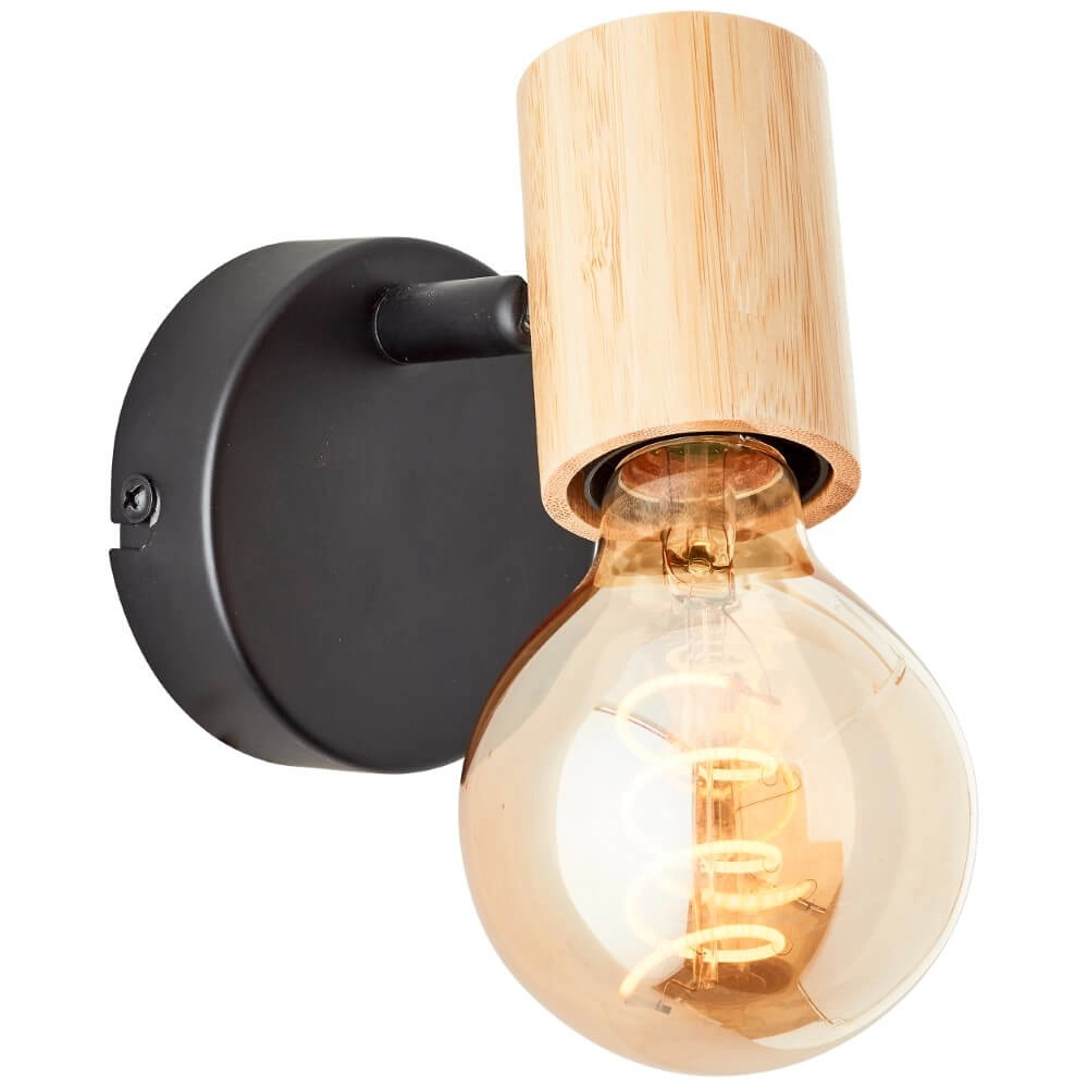 Wandlamp Kerry zwart met hout Brilliant 4004353409028