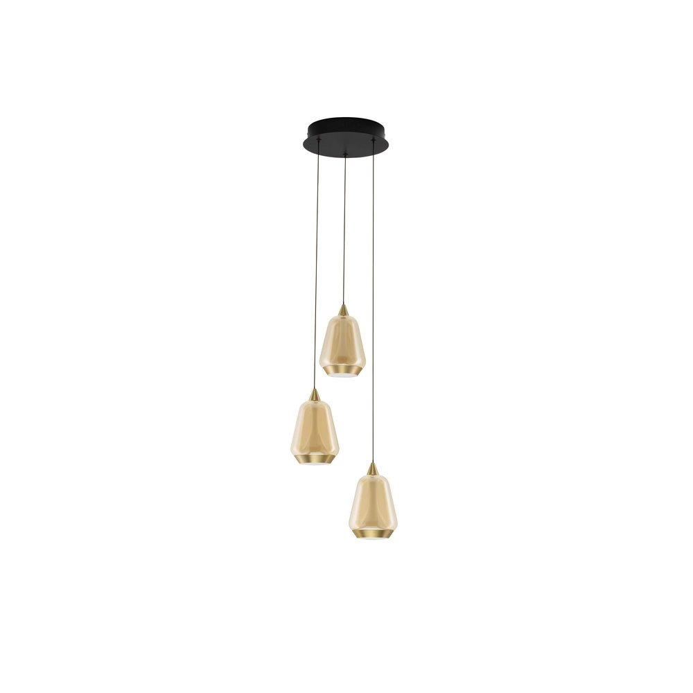 Design hanglamp Alish 3-lichts amber glas Lyora 5212017477712