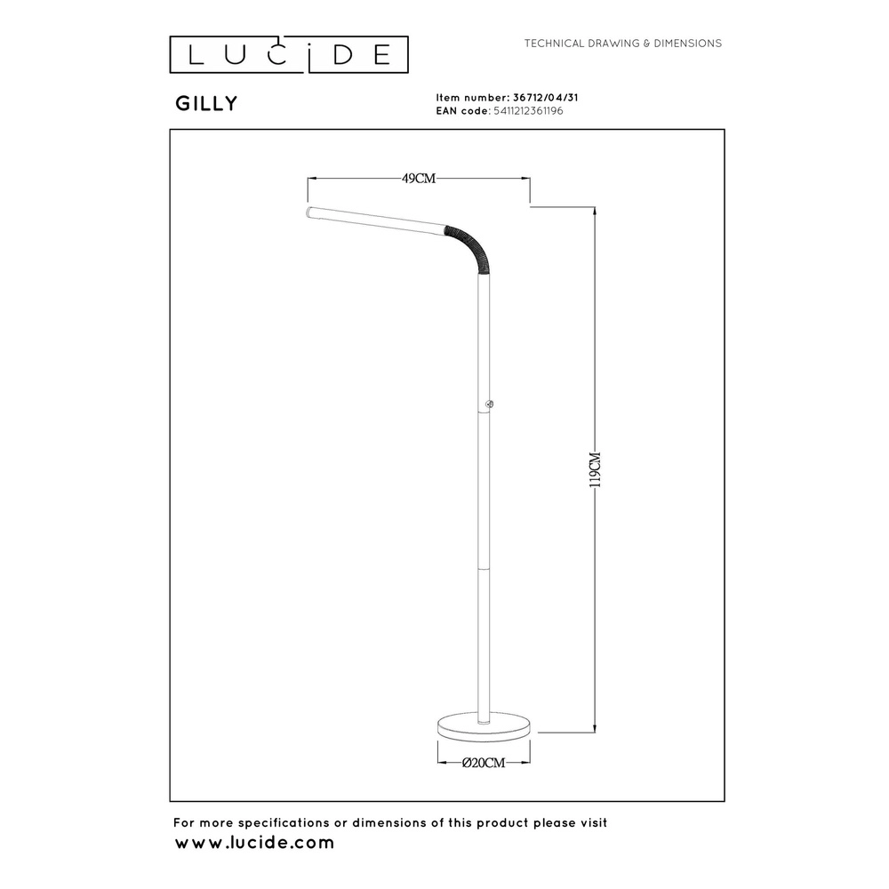 Oplaadbare leeslamp Gilly wit Lucide 5411212361196