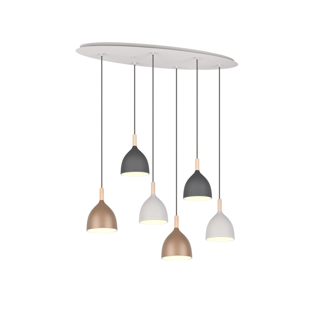 Hanglamp Jerano 6-lichts gekleurd
