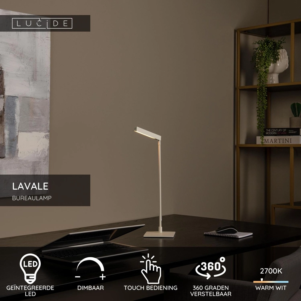 Design bureaulamp Lavale wit Lucide 5411212441621
