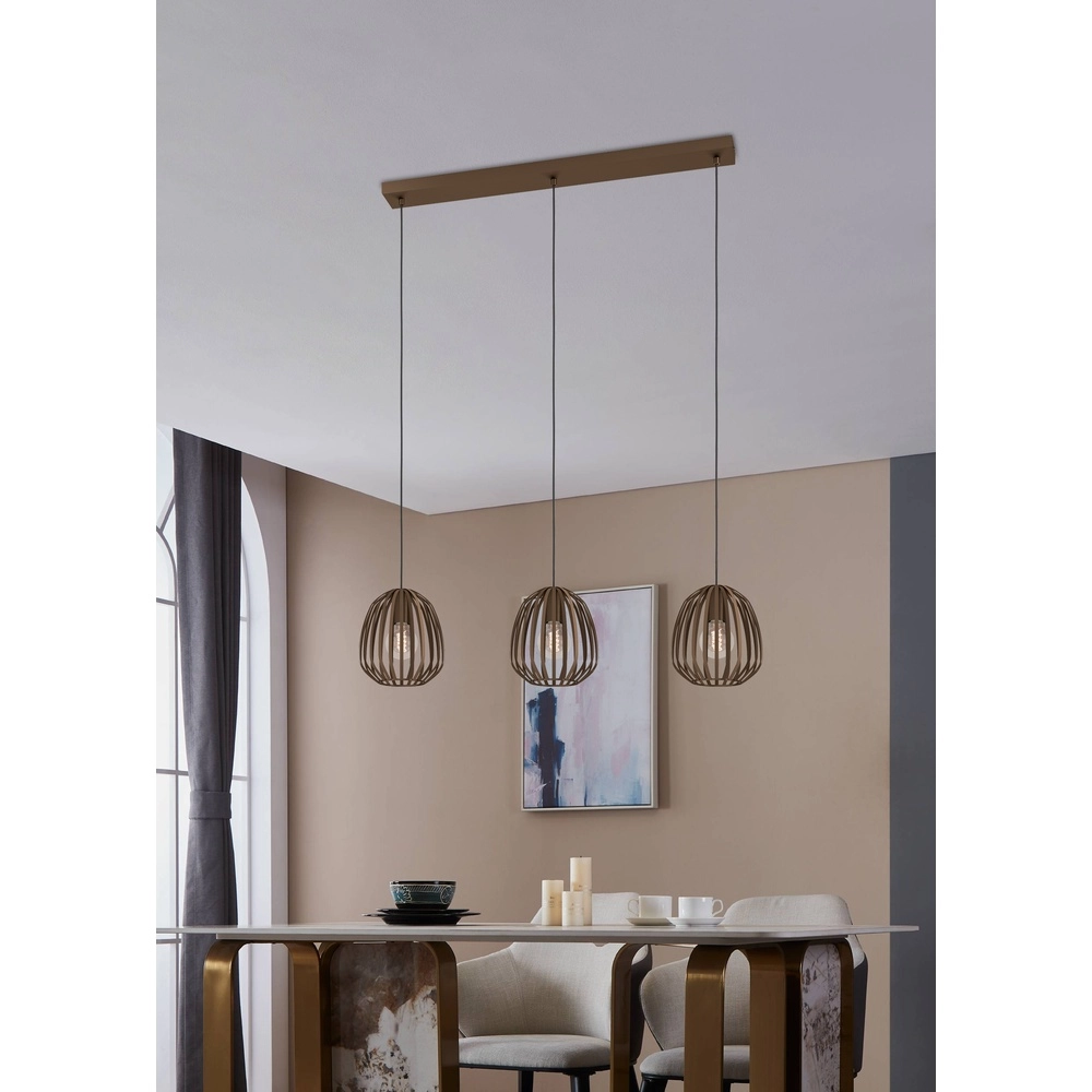 Bronzen eettafellamp Espinal Ø 19,5cm - 3x E27 Eglo 9008606312597