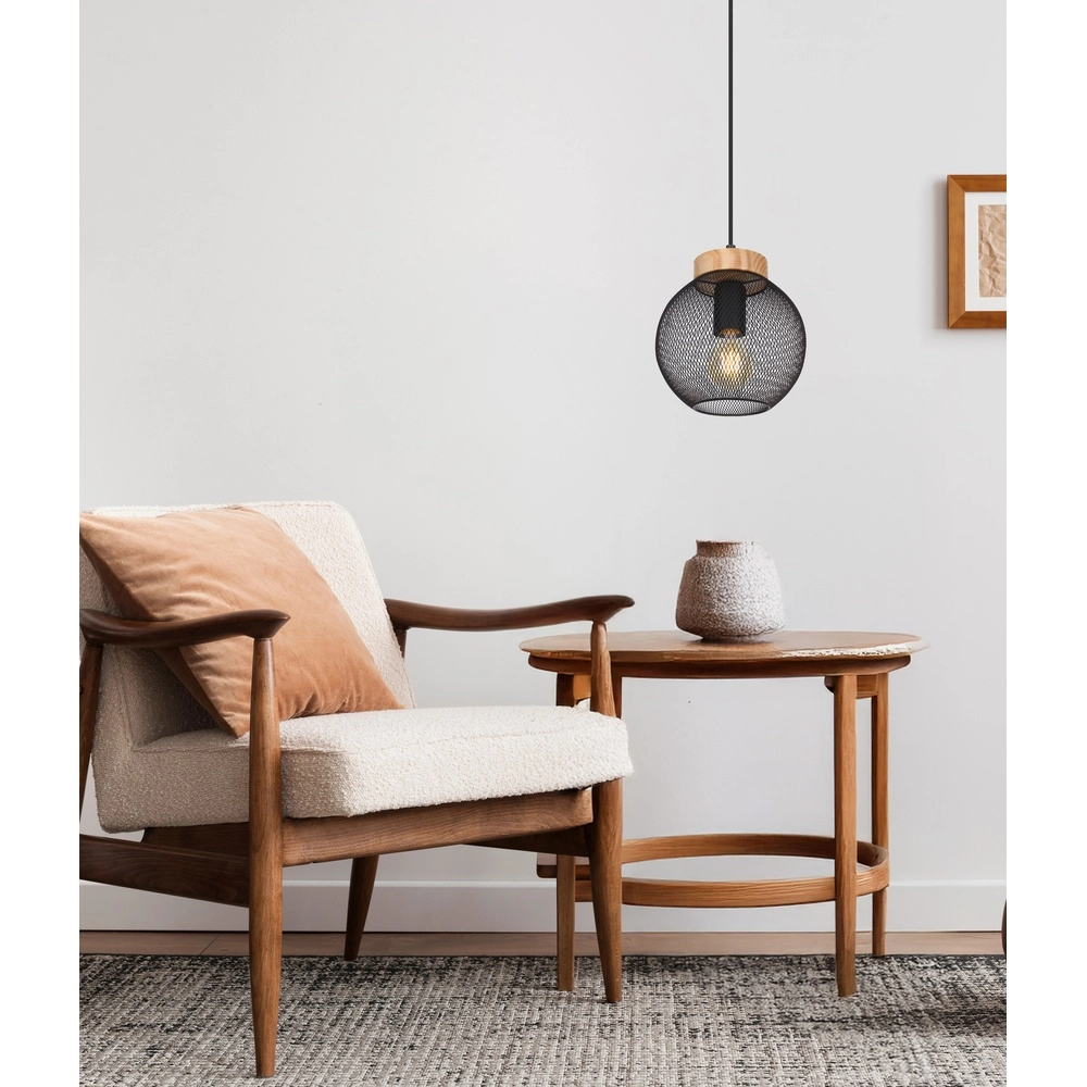 Hanglamp Pablo zwart gaas Globo 9007371423552