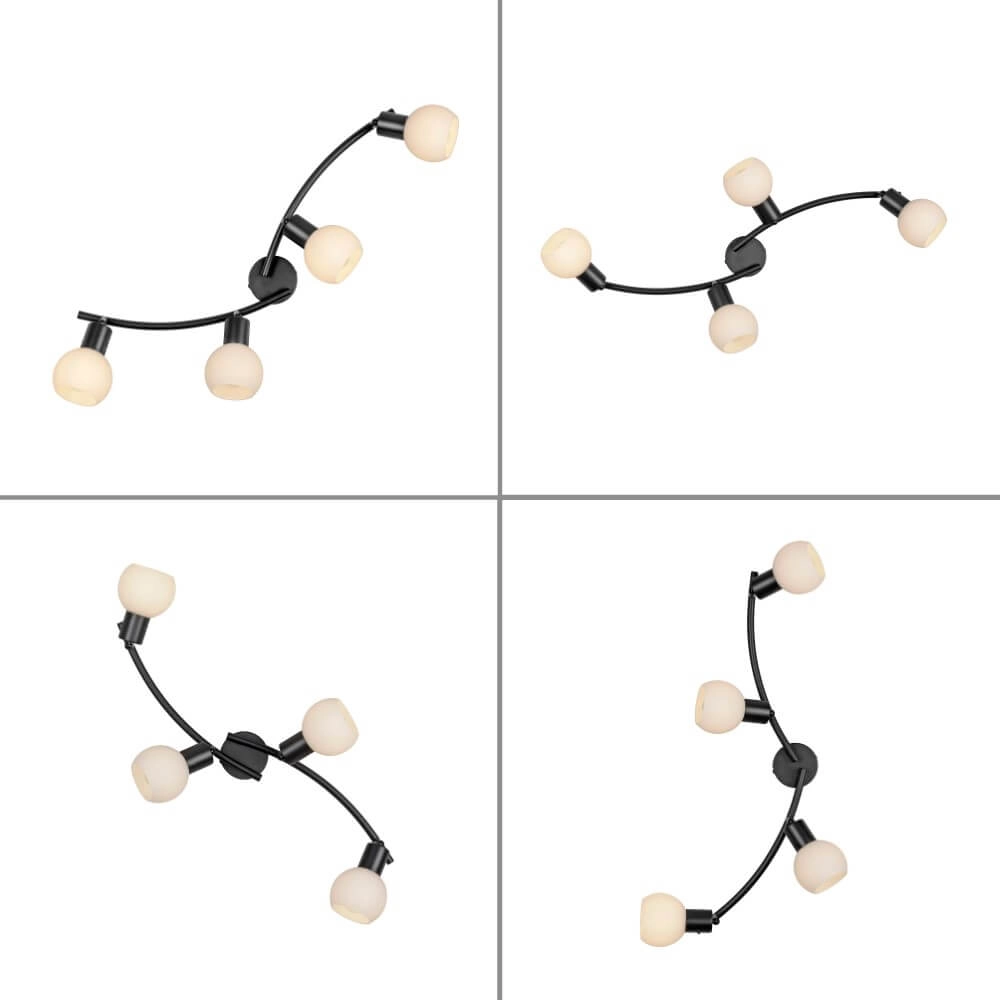 Zwarte plafondlamp Loki 4-lichts Just Light 4043689000790