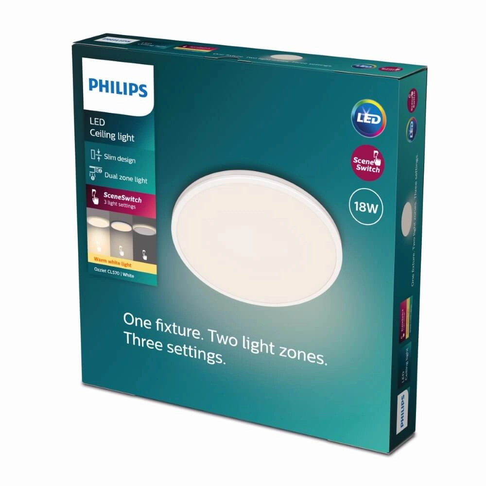 Zwarte plafonnière Ozziet Ø 30cm Philips 8719514431904