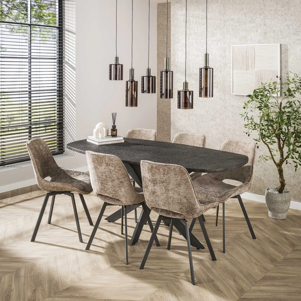 Eettafel hanglamp Sepiora Sienna bruin - donker glas Lyora 8716803513457