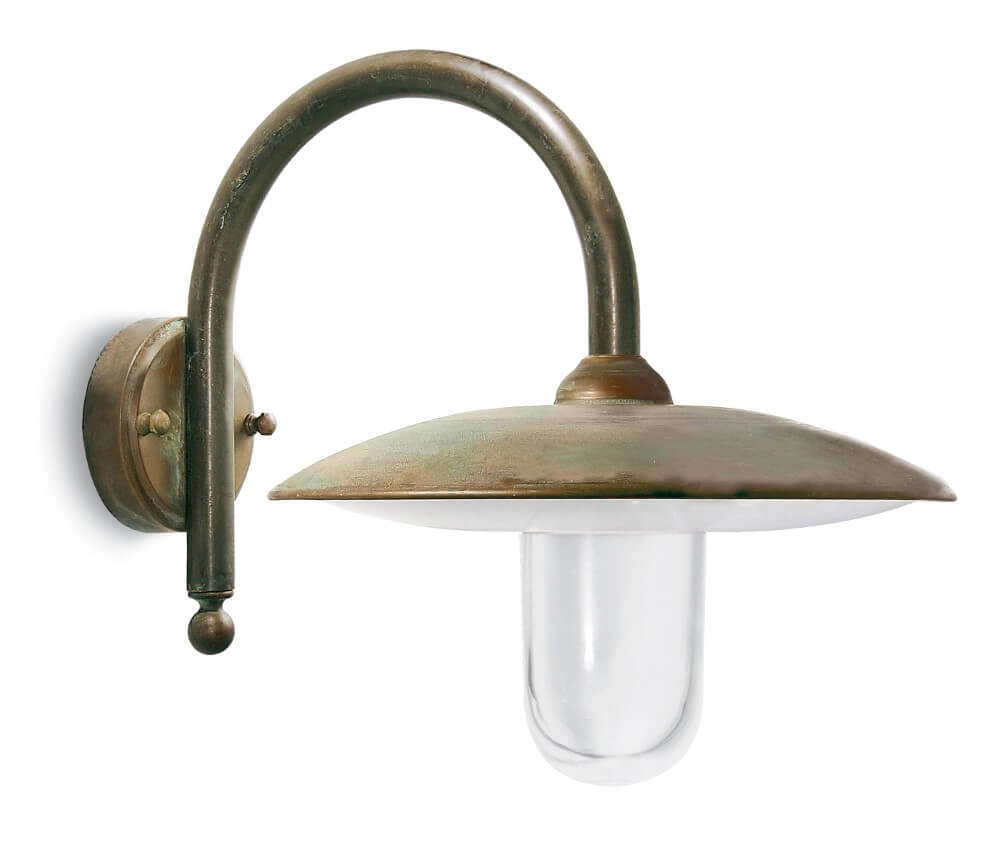 Rechte wandlamp Golfo verouderd messing