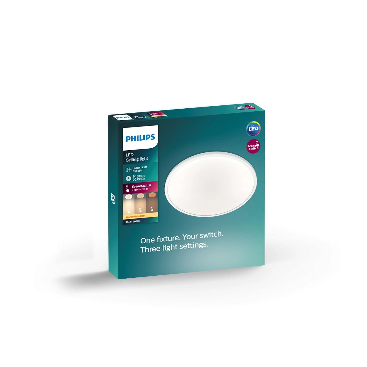 Ø 25cm plafonnière Super Slim 2700K wit Philips 8718699681012