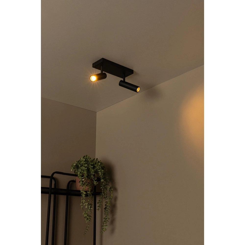 Strakke plafondlamp Grado 2-lichts zwart Lucide 5411212221674