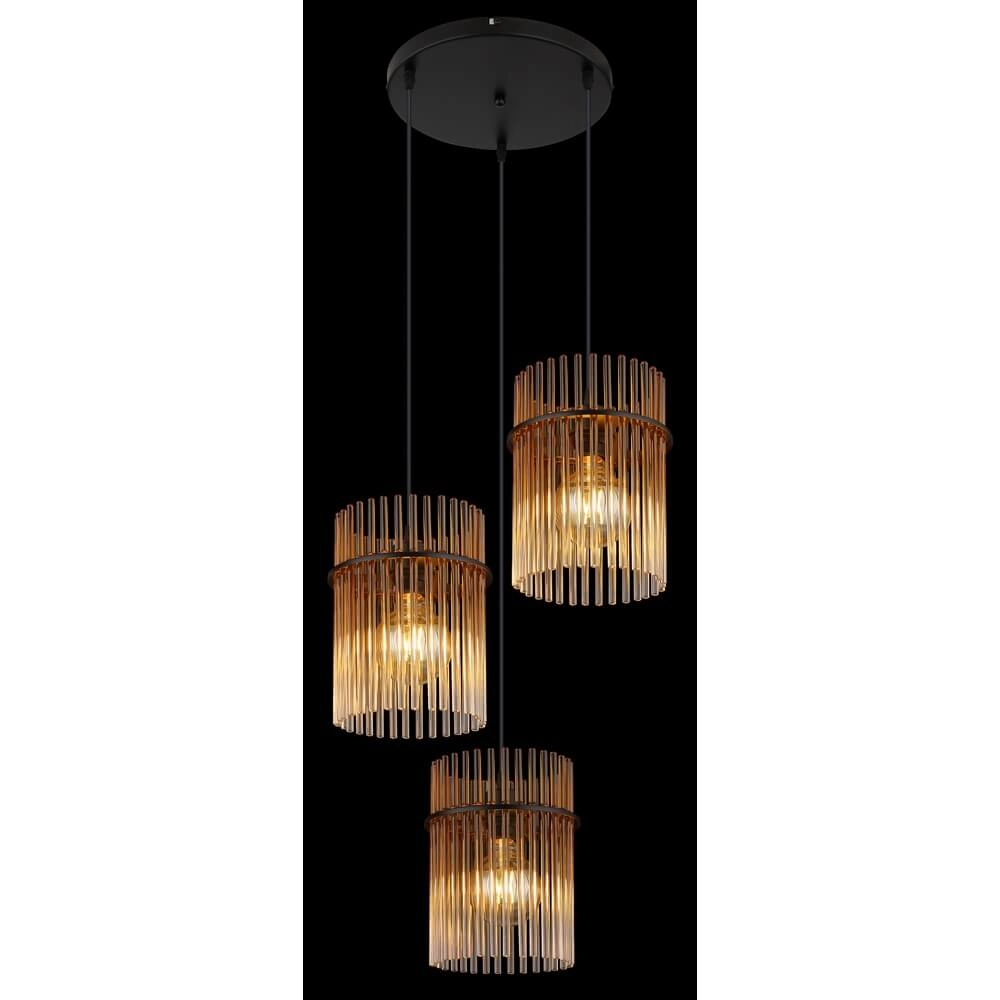 Zwarte hanglamp Gorley met amberglas rond Ø 47cm Globo 9007371471997