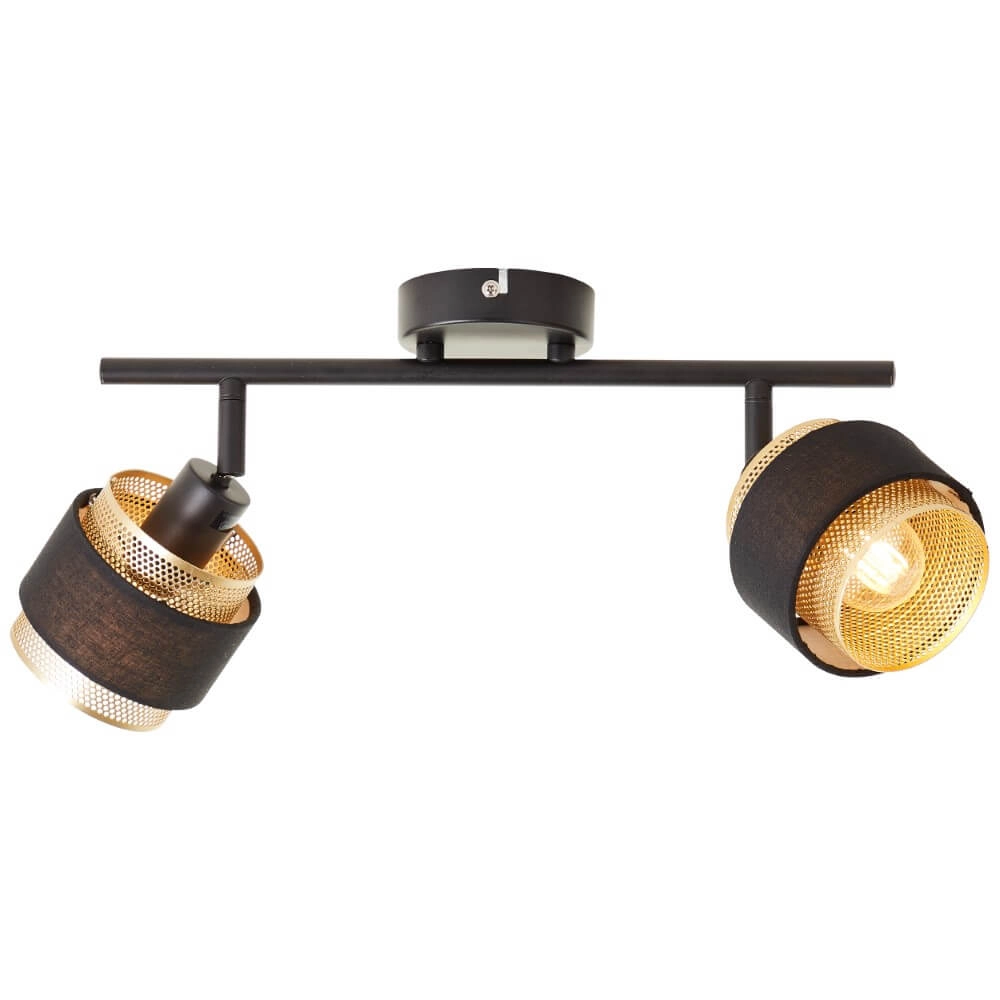 2-lichts plafondlamp Grove zwart met goud Brilliant 4004353424113