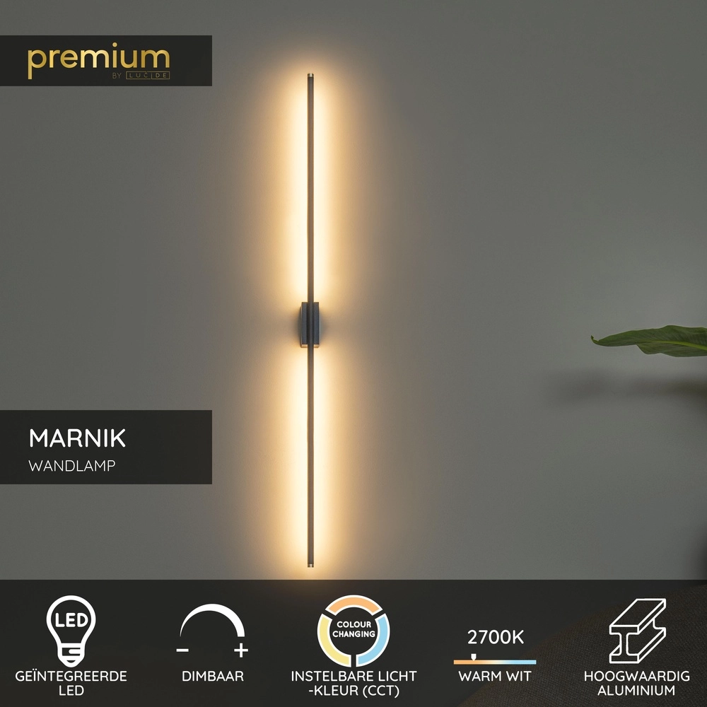 Wandlamp Marnik 94,5cm zwart Premium by Lucide 5411212421173