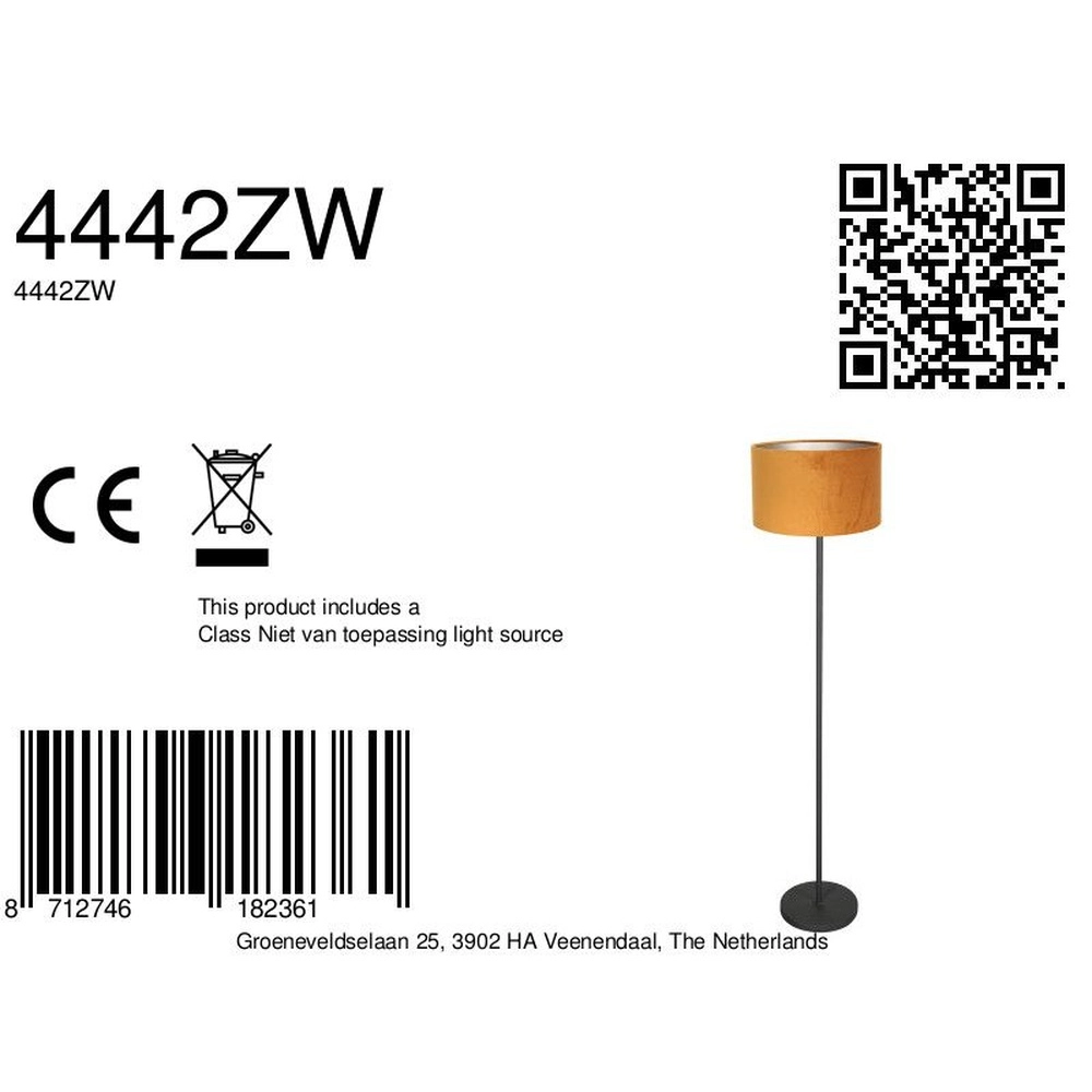 Zwarte vloerlamp Noor met gouden kap Steinhauer 8712746182361