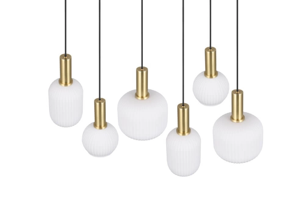 Eetkamer hanglamp Diva 6-lichts - wit glas Trio 4017807614510