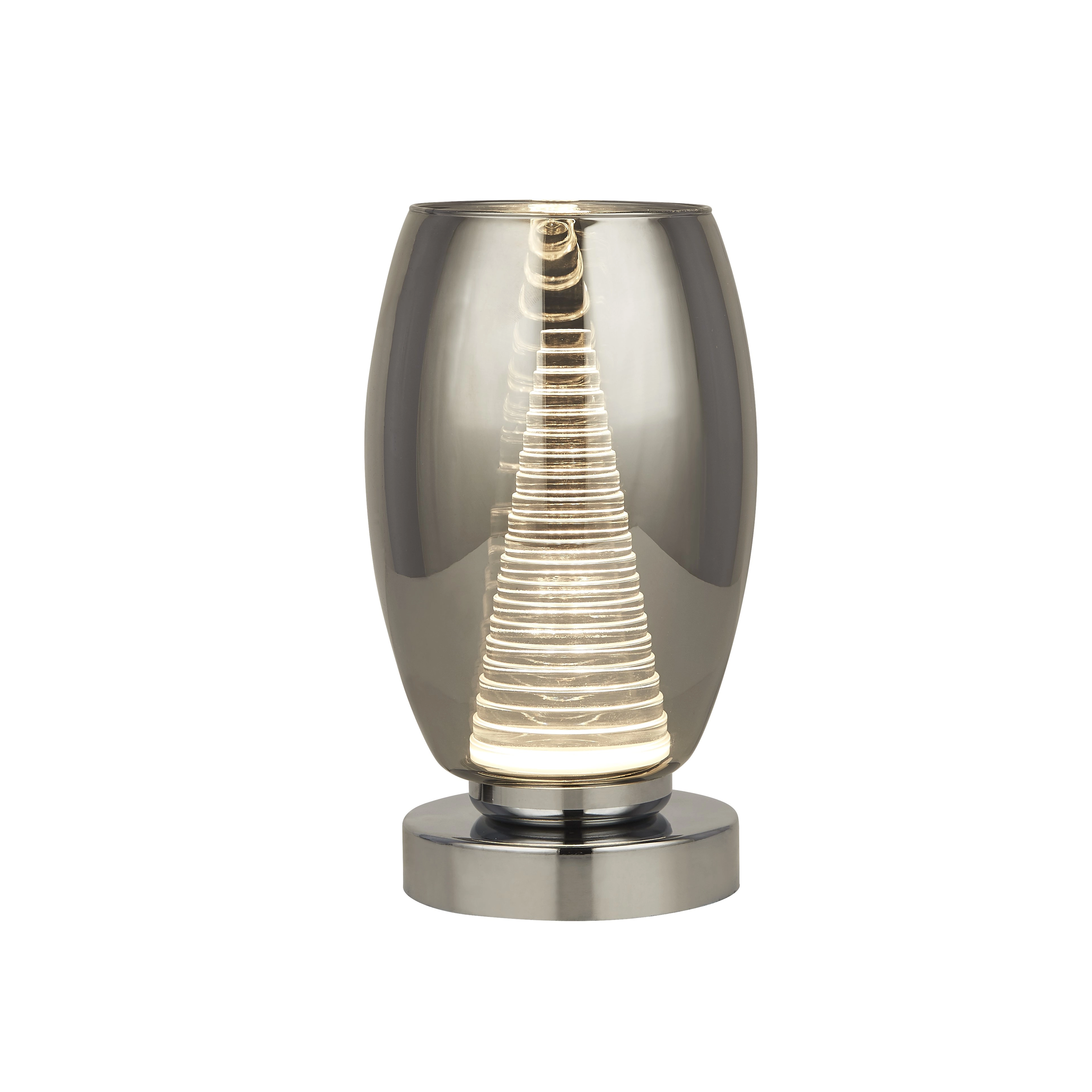 Modern tafellampje Cyclone chroom met smoke glas Searchlight 5053423176031