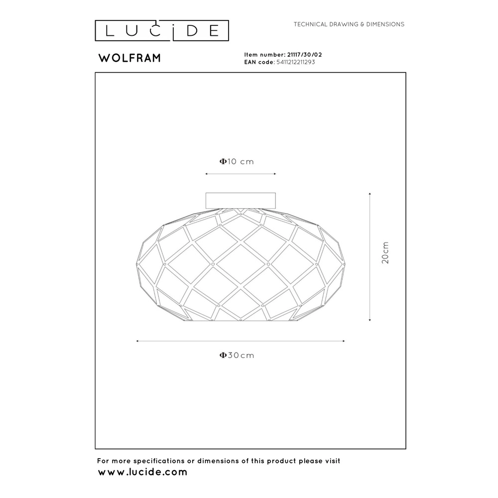 Plafondlamp Wolfram goud Lucide 5411212211293