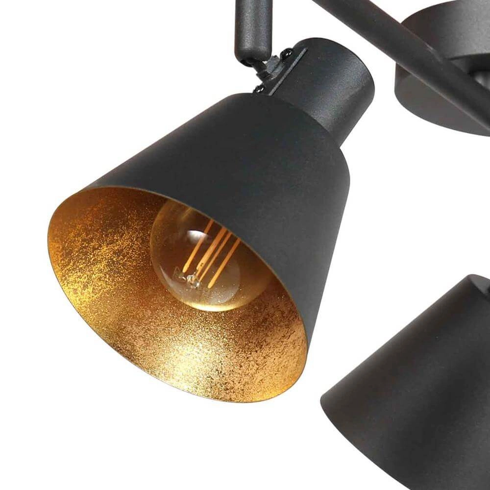 Plafondlamp Oeroe zwart met goud 3-lichts Steinhauer 8712746176346
