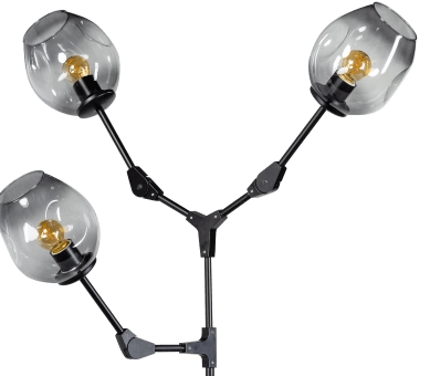 Design vloerlamp Lime 3-lichts zwart met smoke glas ETH 8720195300731