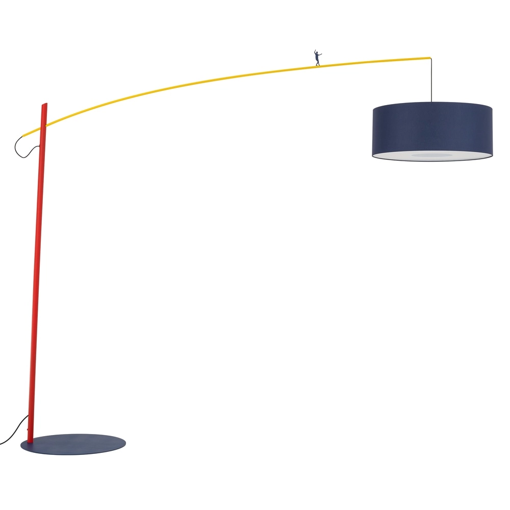 Vloerlamp Poise blauw met rood en geel Ø 65cm