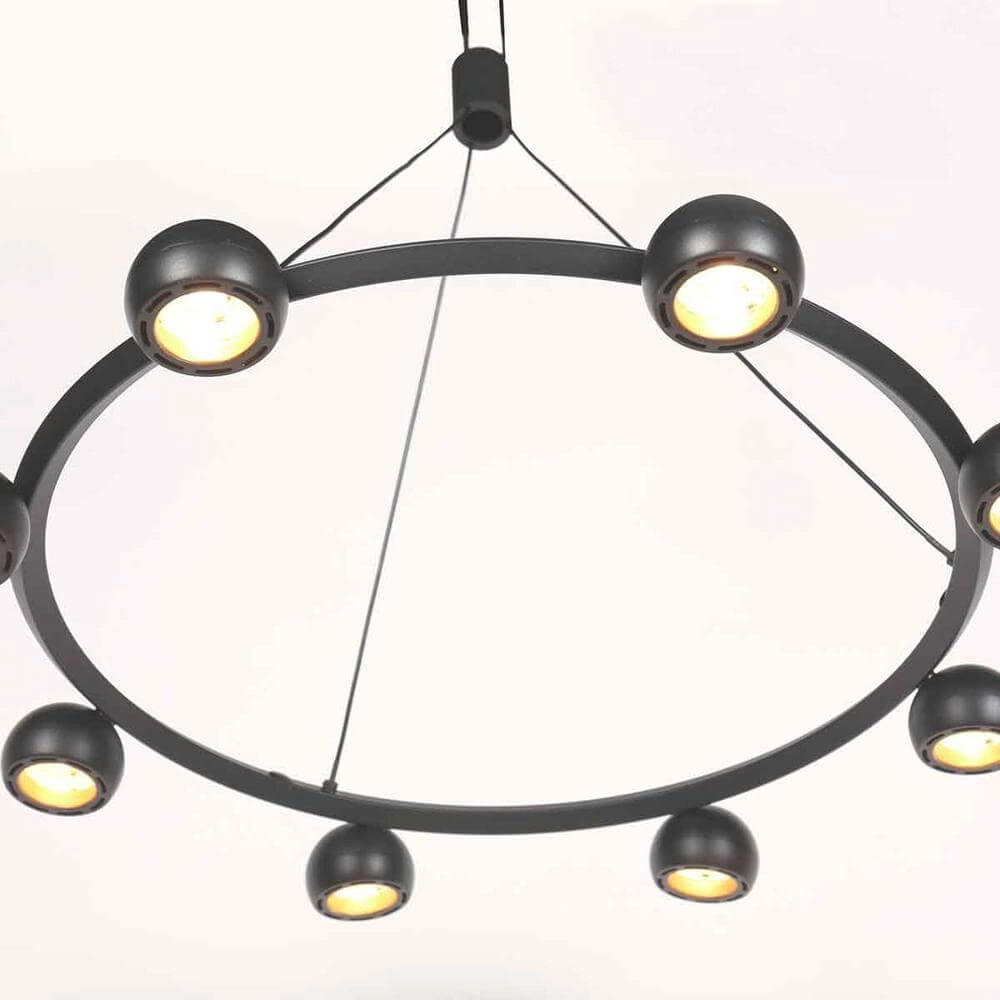 8-lichts hanglamp Marcadore rond zwart Steinhauer 8712746176636