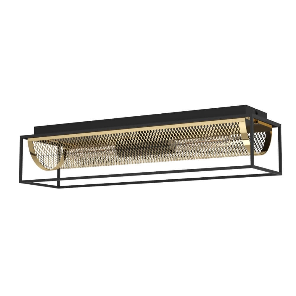 Landelijke plafondlamp Nohales zwart met goud Landelijke plafondlamp Nohales zwart met goud